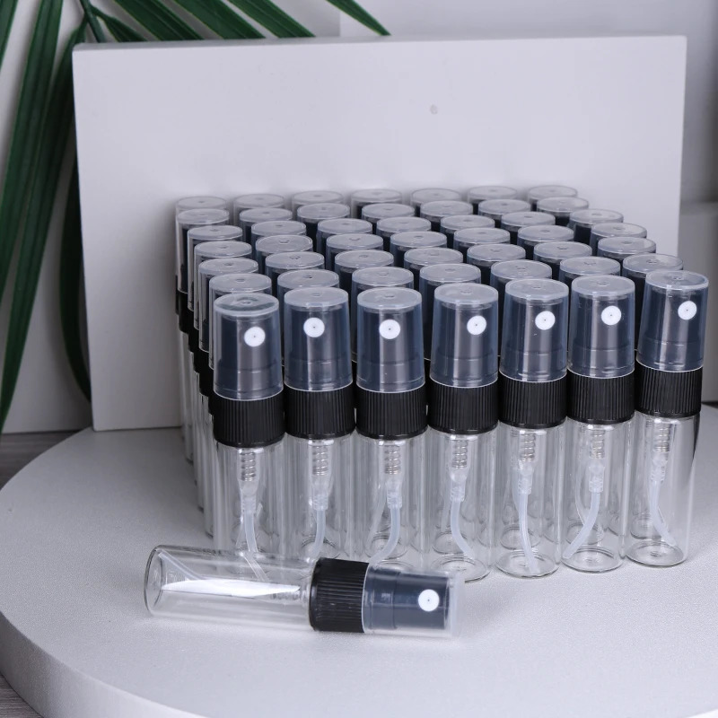 50/batch 3ml high quality clear glass perfume bottle ultra fine mist spray bottle mini cologne perfume bottle 241225