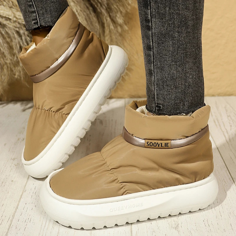 Womens 2024 Winter Warm Plush Cotton Padded Shoes Thick Bottom Waterproof Down Snow Boots Woman Non-Slip Platform Ankle Boots241226bj