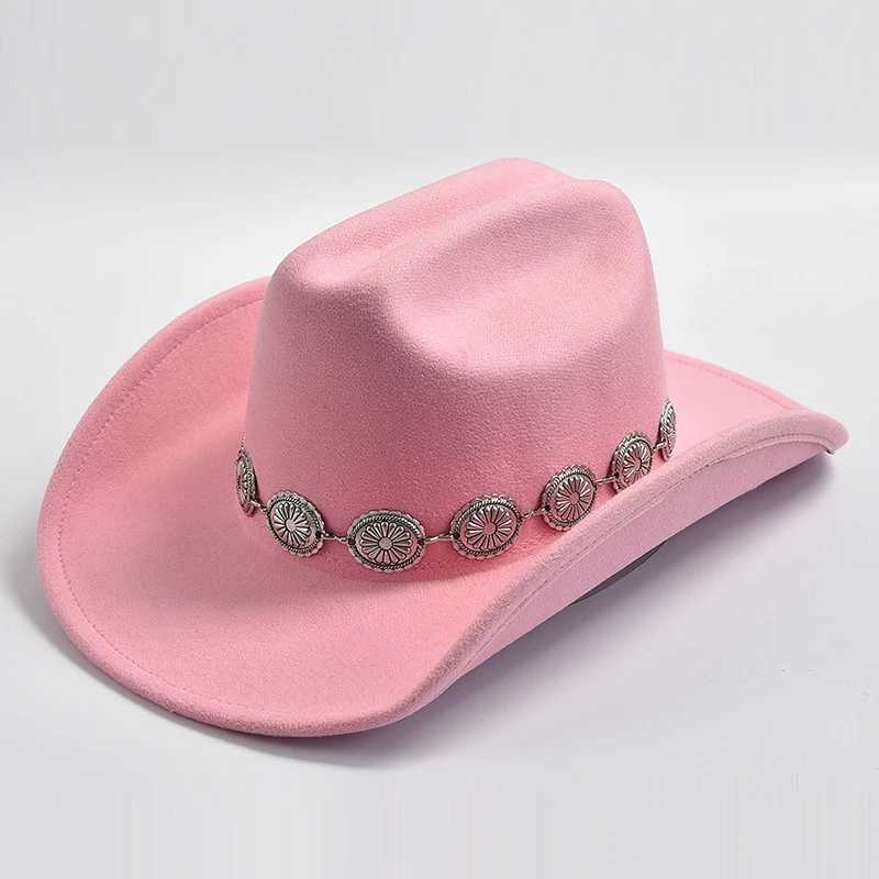 New Pink Womens Cowboy Hat Cowboy Style Photo Prop Jazz Hat Party Dr. C Sombrero Hombre W241225