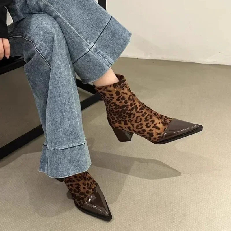 Women Boots Winter Quality Womens Ankle Boots Sexy Pointed High Heels Boots Trend Versatile Office Lady Shoes Botas 241226