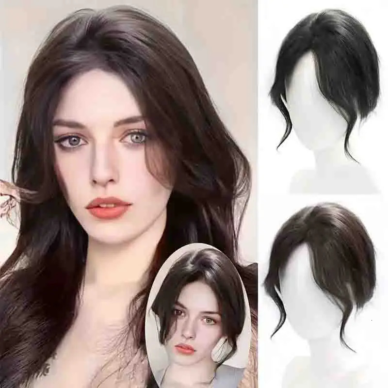 Invisible Clip In Synthetic Hair Bangs for Women 3D Middle Part Straight Side Fringe Extensions Natural Looking Hairpiece 241225