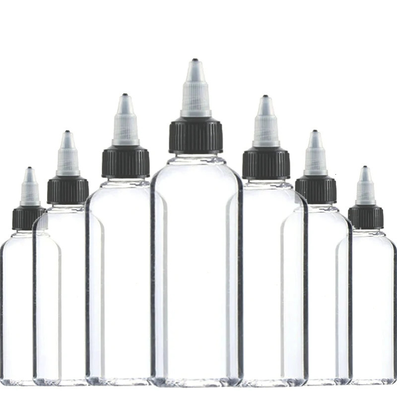 30Pcs 30ml 60ml 100ml 120ml 150ml Plastic Empty Ink Vial Twist Top Black Cap Transparent Clear Bottle Tattooing Accessories 241225