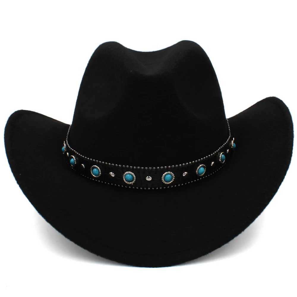 Size 3 Parents Children Men and Women Children Wool Western Cowboy Hat Wide Brim Sunhat Party Travel Outdoor C Classic Retro W241225