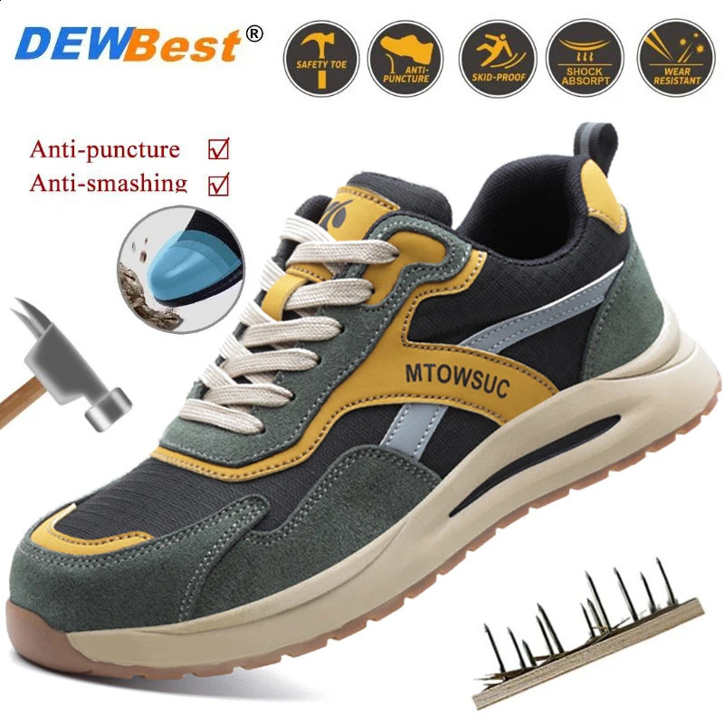 Mens Steel Toe Anti-Puncture Breathable Safety Shoes Mens Anti-smash Anti-slip Protective Factory Site Safety Work Shoes 241226