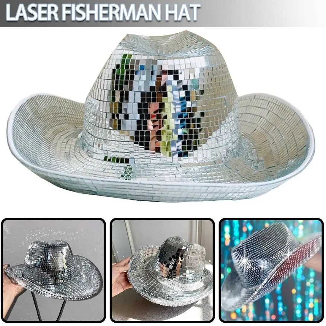 Mirror disco cowboy hat reflective sequins amazing disco C suitable for women exquisite cowboy hat stage props W241225