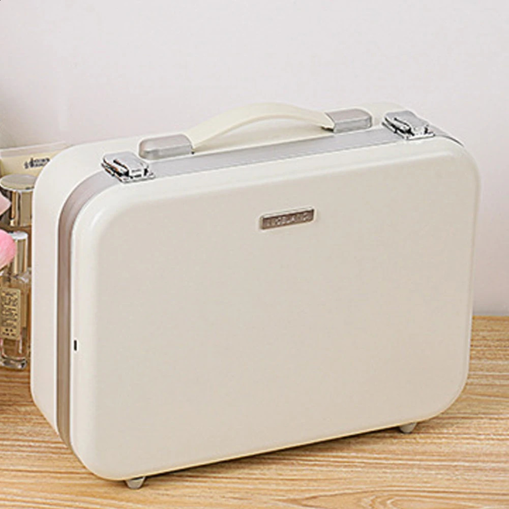 Smart LED Makeup Bag With Mirror Large Capacity Compartments Waterproof PU Leather Travel Cosmetic Case For Women 241226