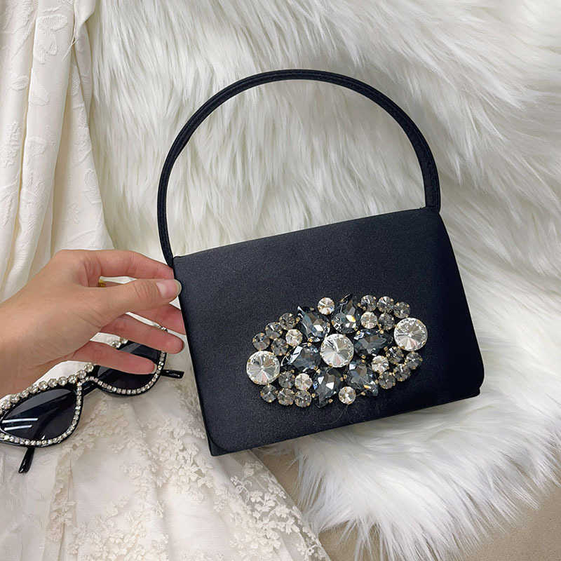French Style Small Fragrance Socialite Evening Bag Shiny Rhinestones Handbag Small Tote Bag Luxury Hobo Bags 241226