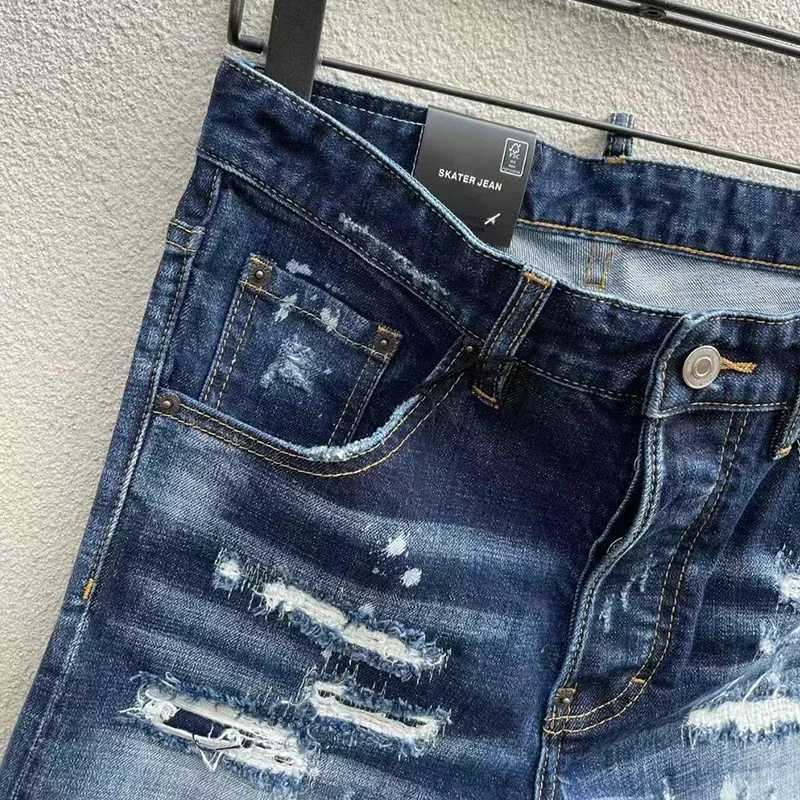 00chareiharper c028- New Summer Denim Shorts Mens Stretch Fitness Slim Quarter Medium Breeche Heavy Craft Trend W241226