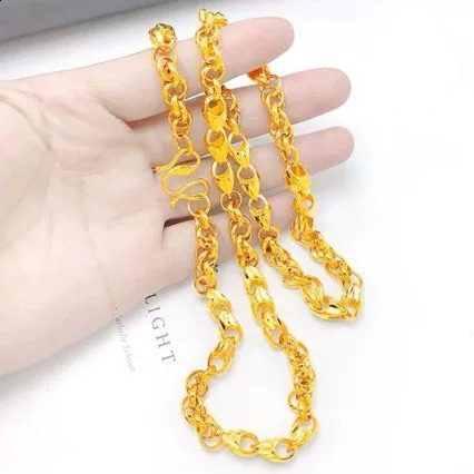 18K gold wheat necklace domineering mens twist melon seed chain AU750 thick jewelry for men 241226