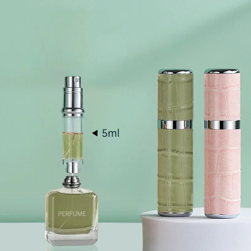 5ml Mini Perfume Refill Bottle Leather Portable Spray Bottle Empty Glass Containers for Cosmetics Perfume Atomizer for Traveling 241225