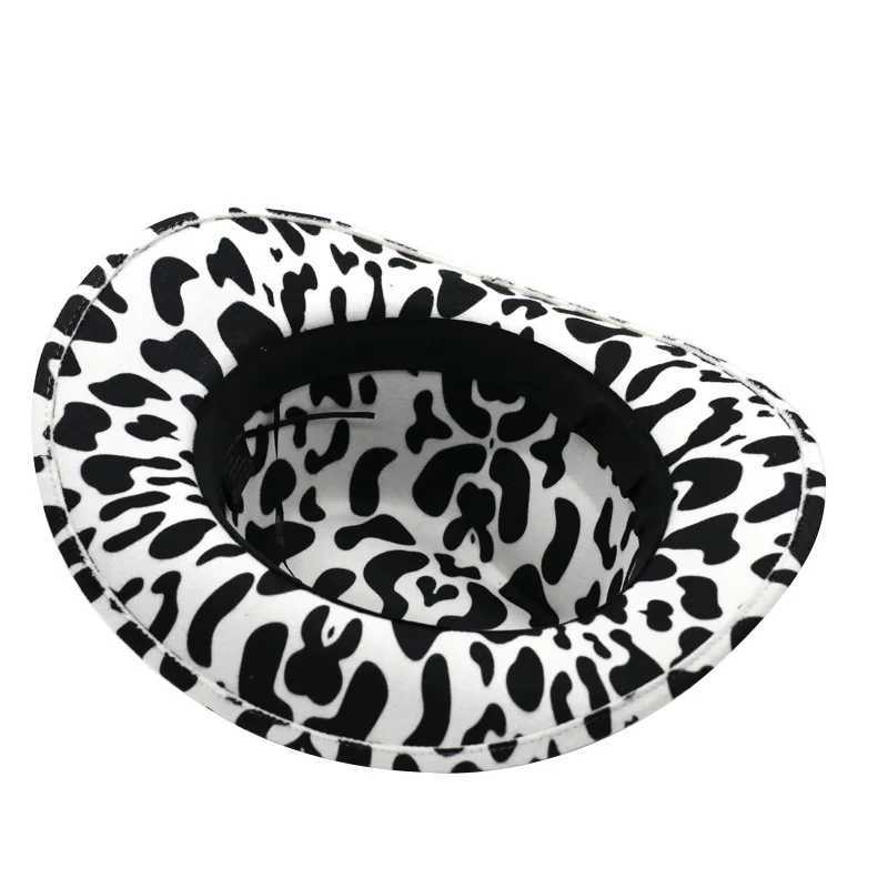 Cowboy Hat Autumn/Winter Cowboy Pattern FedEx Hat Double sided Thick Curly Cow Head Neutral Jazz W241225