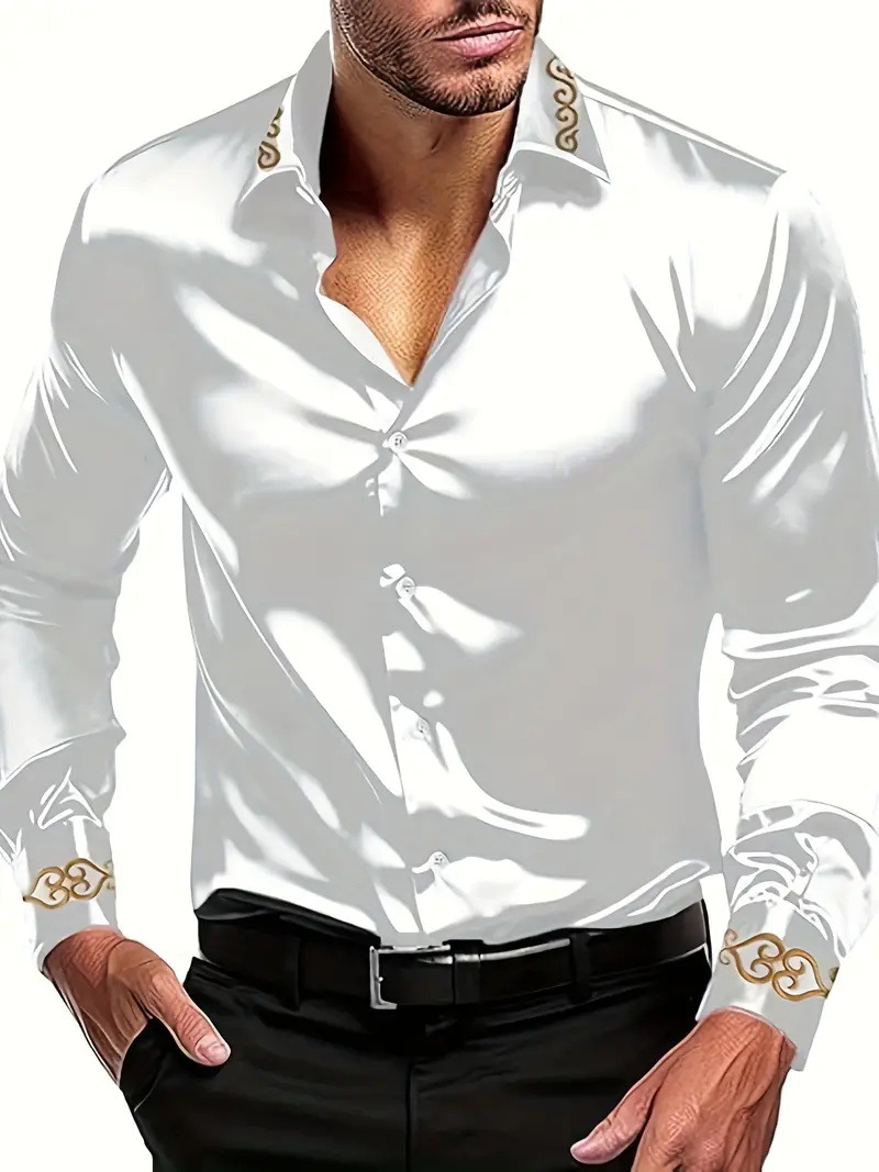 hot sale mens blouse shirts designer polos high quality Luxurious Casual Vintage Printed Long Sleeve Tshirt Party TShirts Dress Male Elegant shirt Top