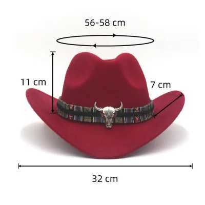 Western cowboy hat parents children family ladies hat Roll Brim cowboy girl C jazz Fedora hat Felt C ethnic women children W241225