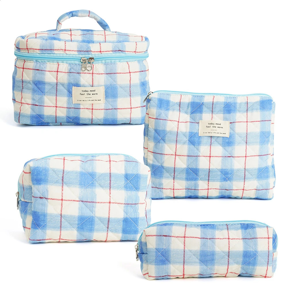 Travel Makeup Bag for Women Quilted Skincare Bag 4PCS Floral Make Up Organizer Travel Shopping Bag 241226