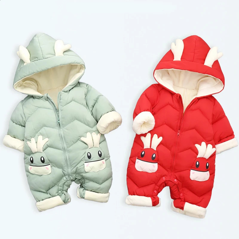 13Y Infant Thick Velvet Rompers Clothing Winter Autumn Padded Warm Onesie Baby Girl Boy Jumpsuit Kids Overalls born Down One 241225