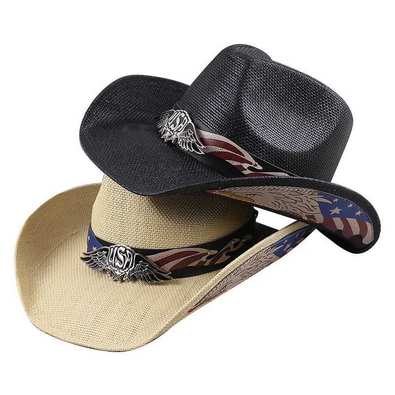 New retro western mens denim hat Panama Str sun hat elegant denim girl jazz C Sombrero Hombre W241225