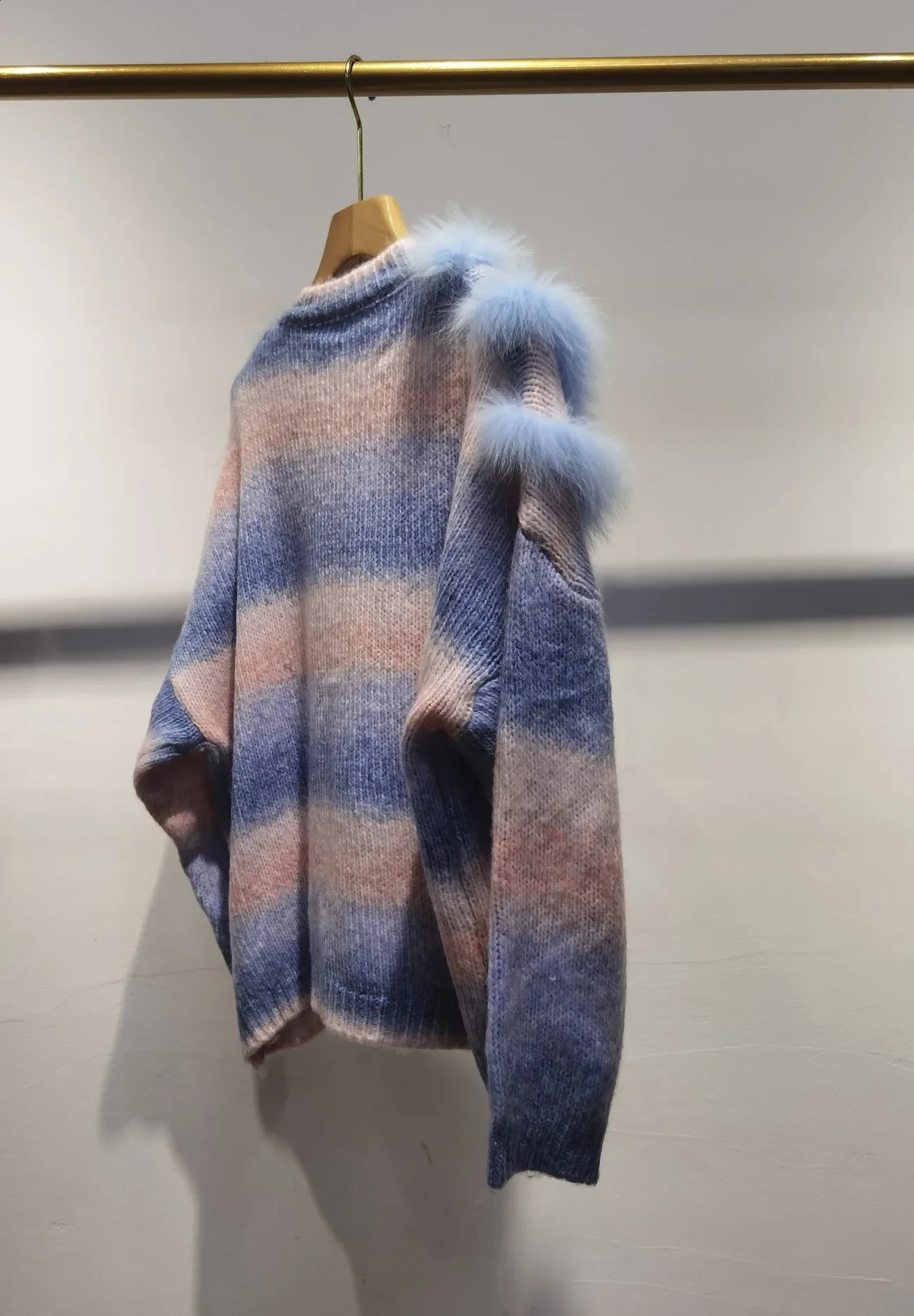 Autumn Women Loose Knitted Pullover Sweater With Real Natural Fox Fur O-neck Plus Size Long Sleeves Knitting Sweaters 241224