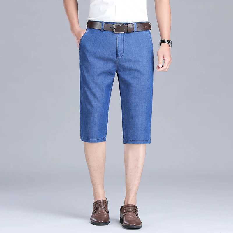 Mens ultra-thin Lyocell denim shorts summer classic fashion straight shorts business casual shorts for men W241226