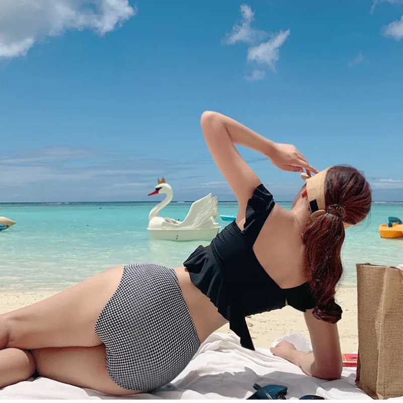 High waisted womens bikini set apron ruffled Biquini set two-piece swimsuit high-quality beach set 2023W241225