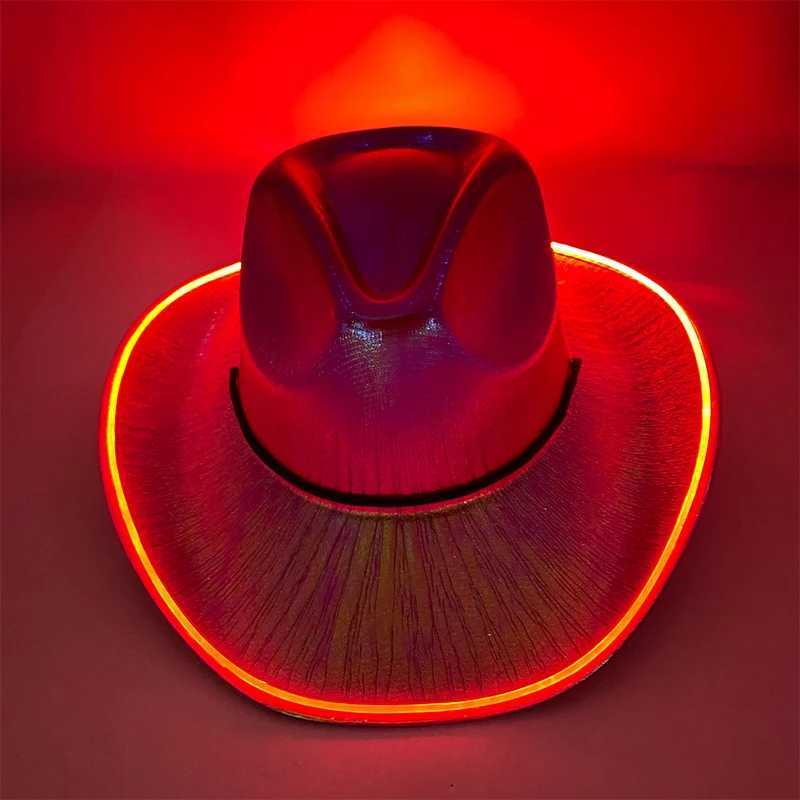 Wirel Glowing Cowboy Hats Concert Masquerade Bar Cowboy Supplies Bride To Be Hat Woman Disco Bride LED Cowboy Hat W241225