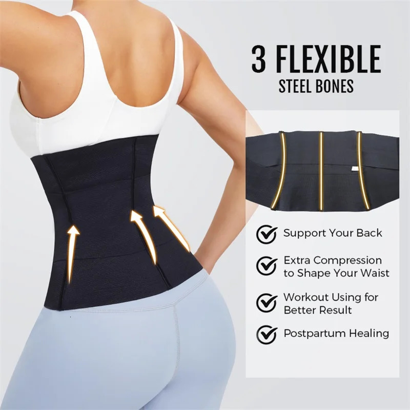 MiiOW Waist Trainer Corset Women Binders Shapers Tummy Wrap Body Shapewear Slimming Belt Flat Belly Workout Postpartum Girdle 241225