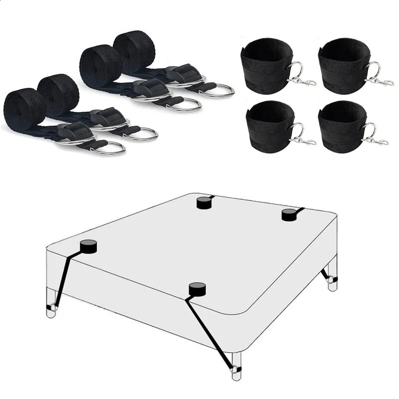 BDSM Bed Restraints Bondage Set Wrist Restraints Kit Adjustable Handcuffs Ankle Cuff Bed Bondage Straps 18 Sex Erotic Sex Toys 241226
