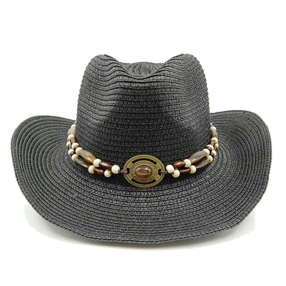 Red cowboy hat for men and women single color curly ear outdoor beach rider hat cowboy hat W241225