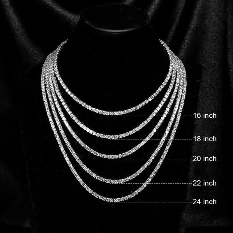 Hip Hop Jewelry 1 Row Iced Out Tennis Chain Bling CZ Men Diamond Cubic Zirconia Choker Necklace Women Drop 241226