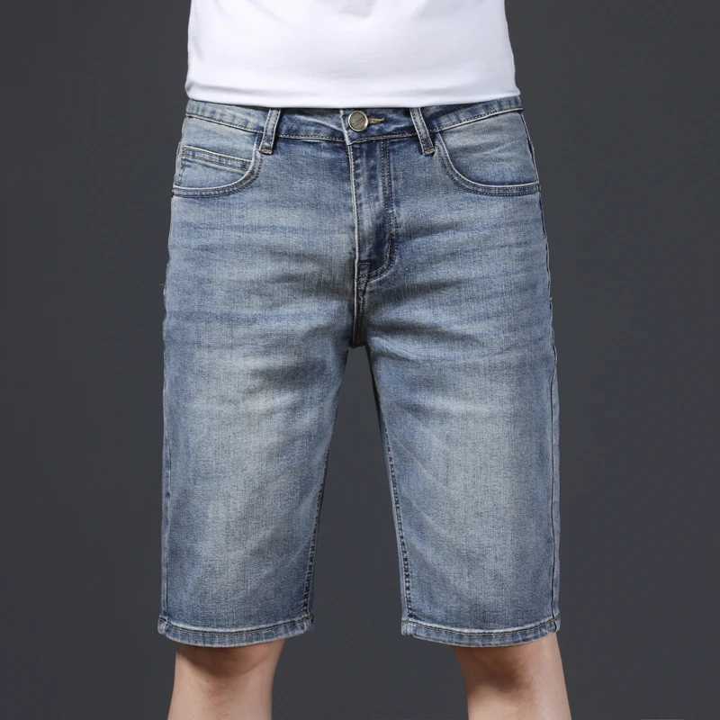 Summer brand stretch thin Bermuda mens denim jeans mens knee length soft Ropa Hombre shorts W241226