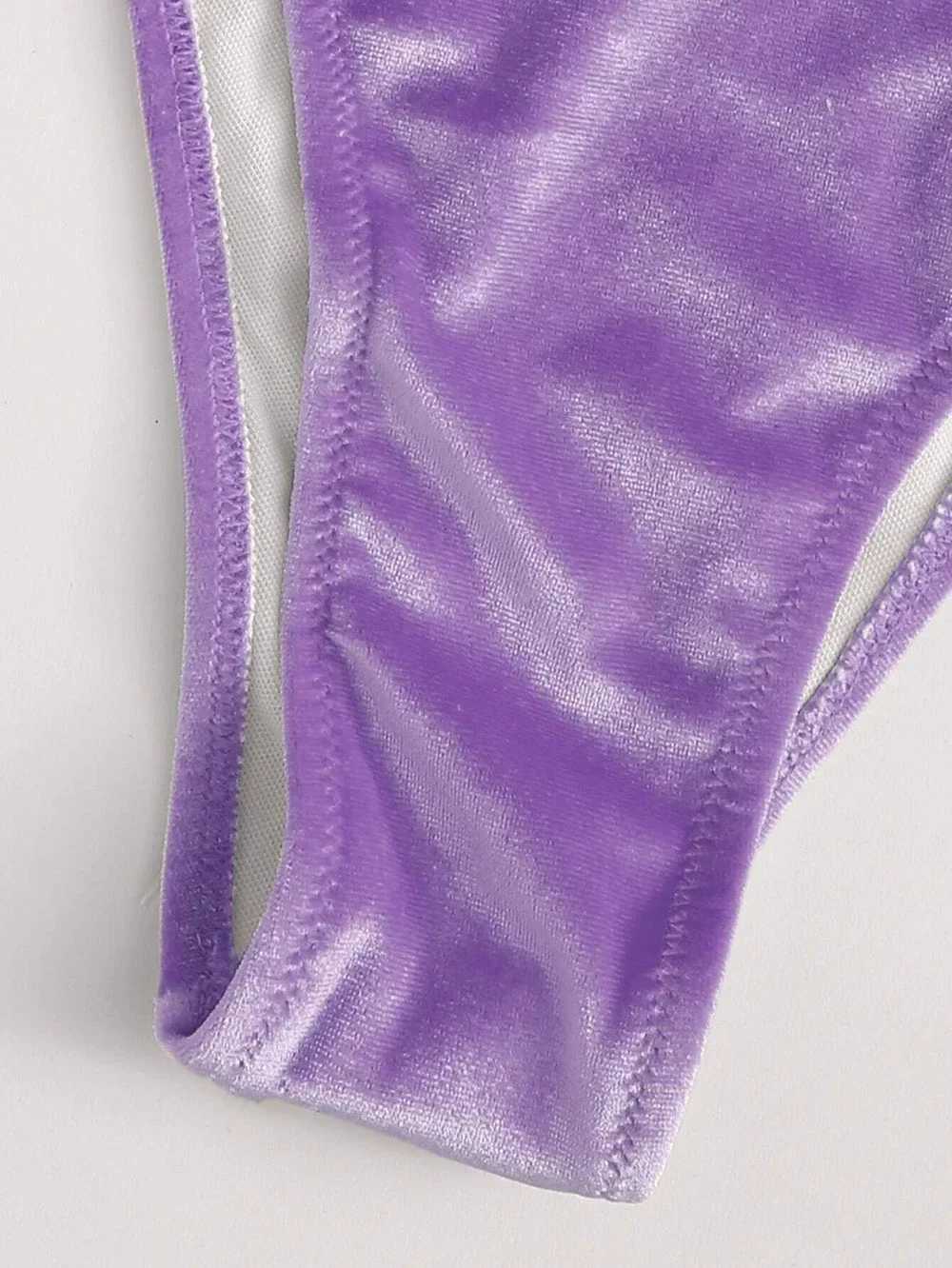Purple velvet swimsuit sexy suspender triangle bikini set strapless mini thong swimsuit womens Biquini bikini swimsuit setW241225