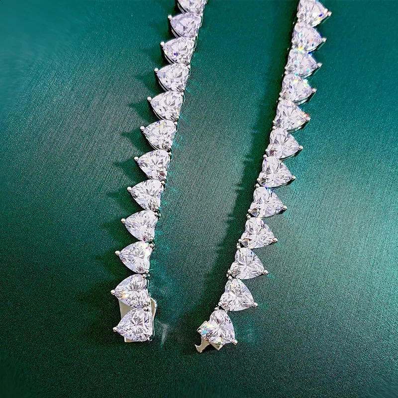 y 925 Sterling Silver Sparkling High Carbon Diamond Chain Choker Necklaces for Women Wedding Fine Jewelry Gift 241226