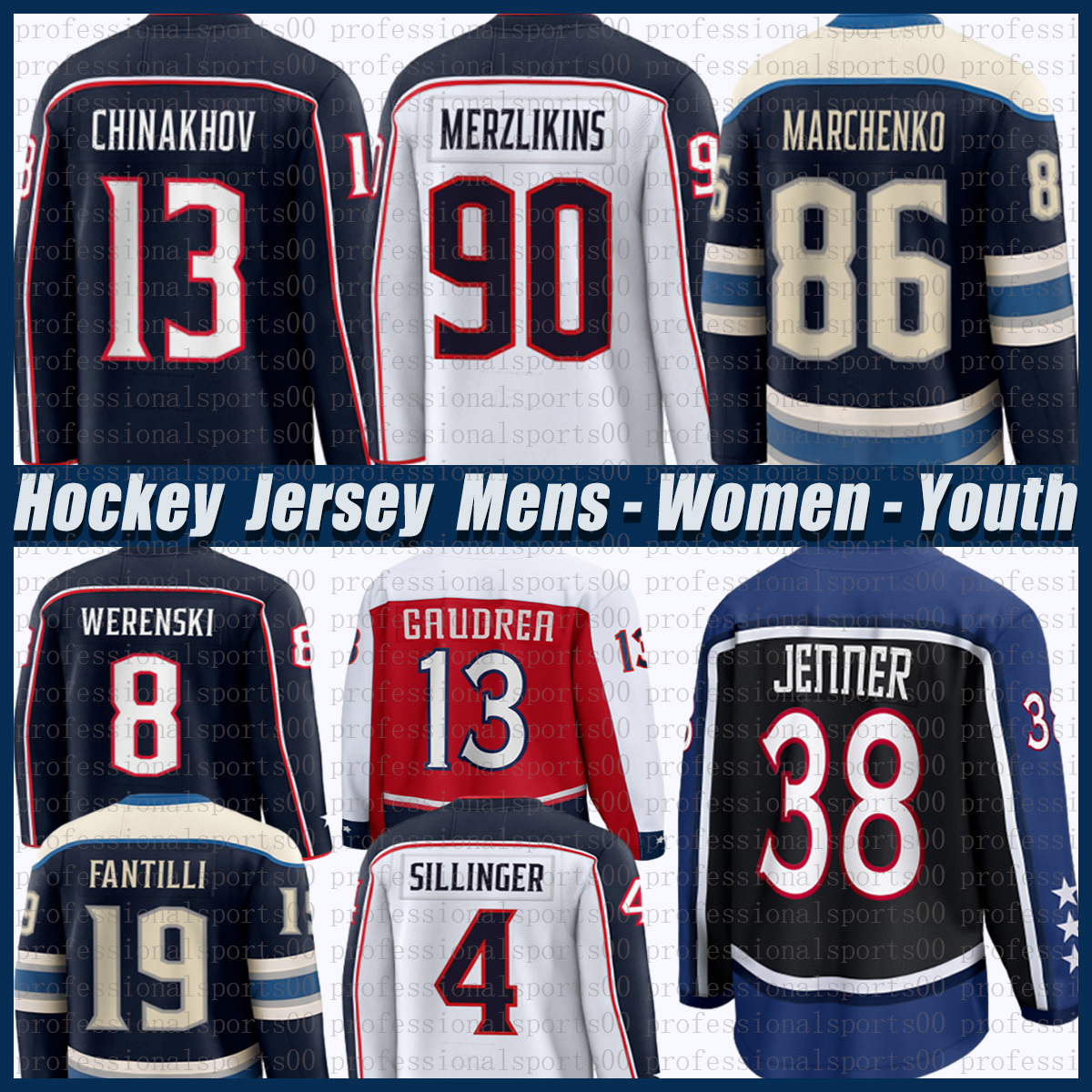 13 Johnny Gaudreau columbusS hockey jersey blue jackets jersey Kirill Marchenko Zach Werenski Sean Monahan Cole Sillinger Adam Fantilli Boone Jenner jerseys