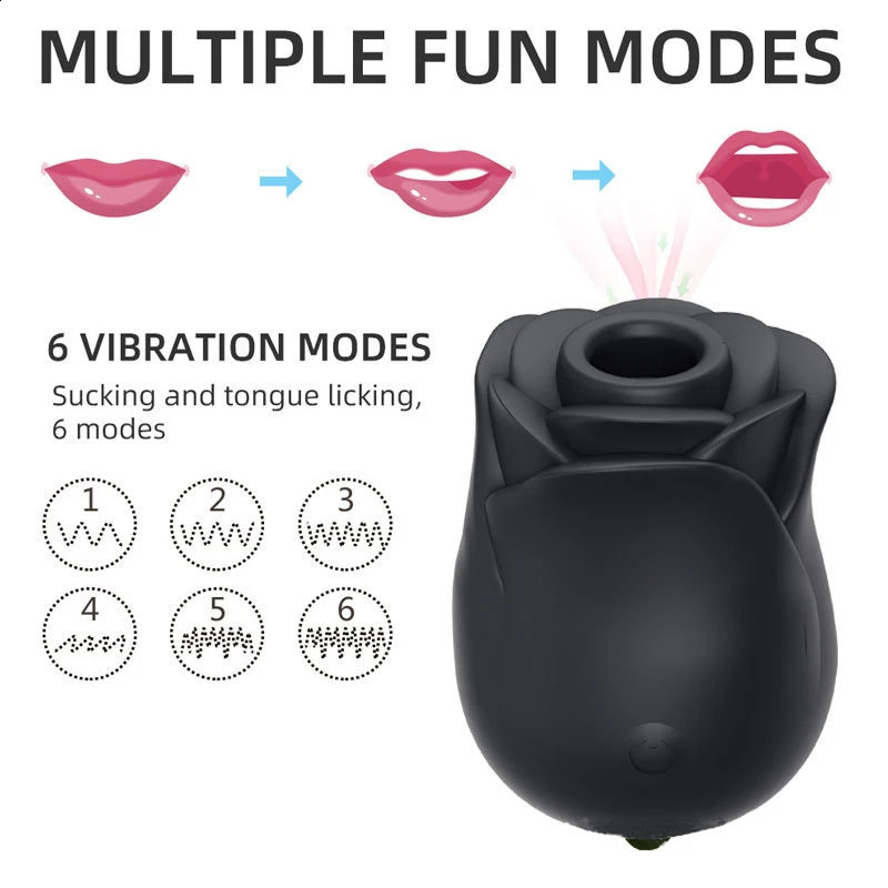 Rose Tongue Licking Sucking Sex Toys Silicone Love Egg Female 6 Speed Clitoris GSpot Stimulating Women Breast Vibrator Shop XXX 241226