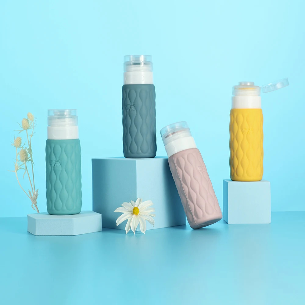 4pcs 100ml Silicone Travel Bottles Set for Toiletries Leak Squeezable for Cosmetic Shampoo Cream Conditioner Lotion Soap 241225