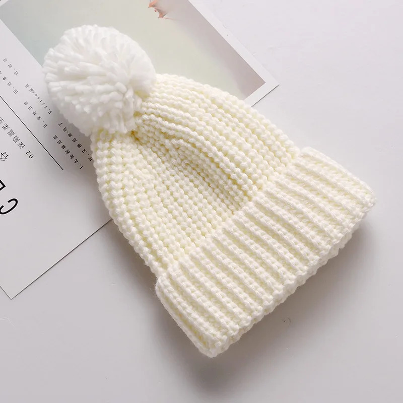 Baby Knitted Winter Hat Boys Girls Pompom Cap Crochet Candy Color Toddler Beanie Infant Kids Children Hairball Hats 241225
