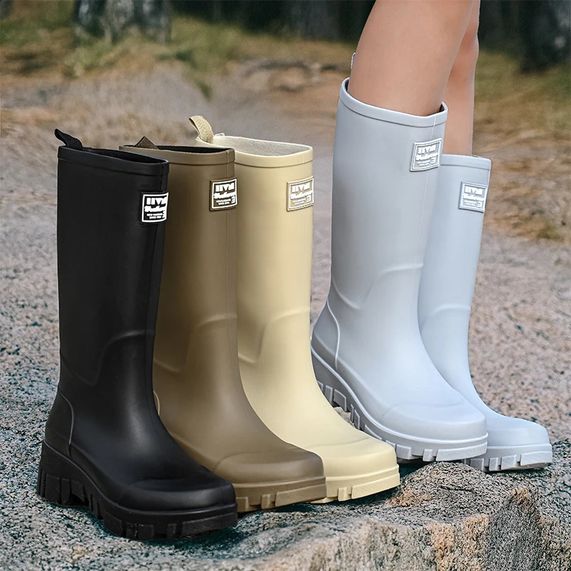Women Waterproof Boots Style Mouth Ankle Boots Mid Top Rain Shoes Non Slip Outdoor Indoor Chelsea Water Boot Woman 241226