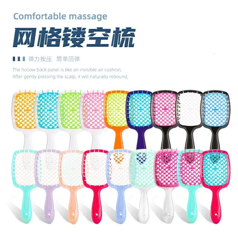 Mesh Hollow Comb with Pvc Box Massage Comb Straight Hair Styling Brush Hairdressing Quick Drying of Hair Blowing Barber Brush 241225