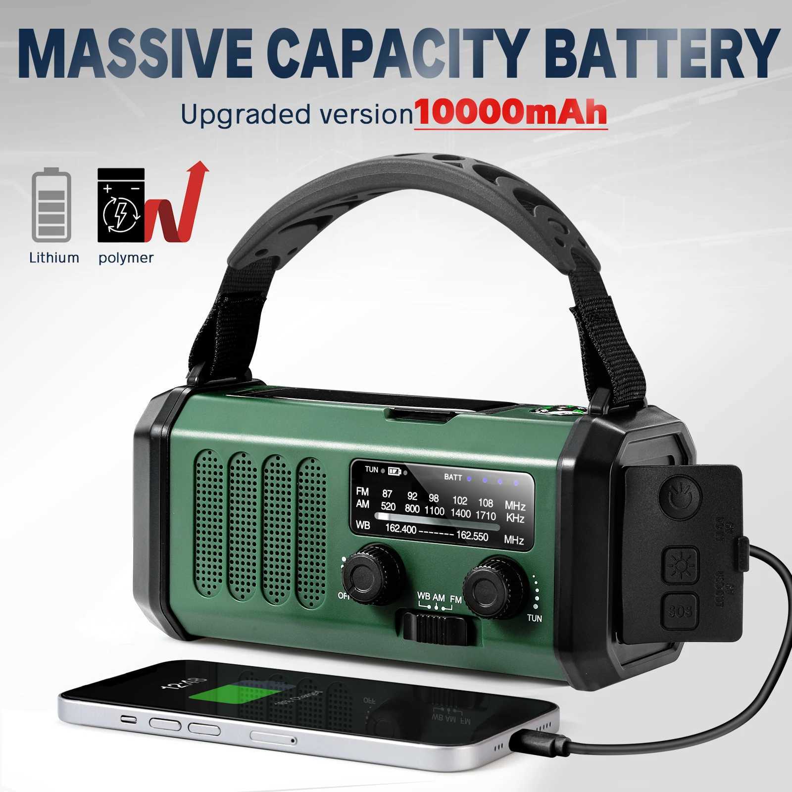 Woopker Ra E30 10000mAh FM Emergency Ra Solar Hand Crank Generator AM/FM/NOAA LED Portable Ra SOS Al Power Bank Z241224