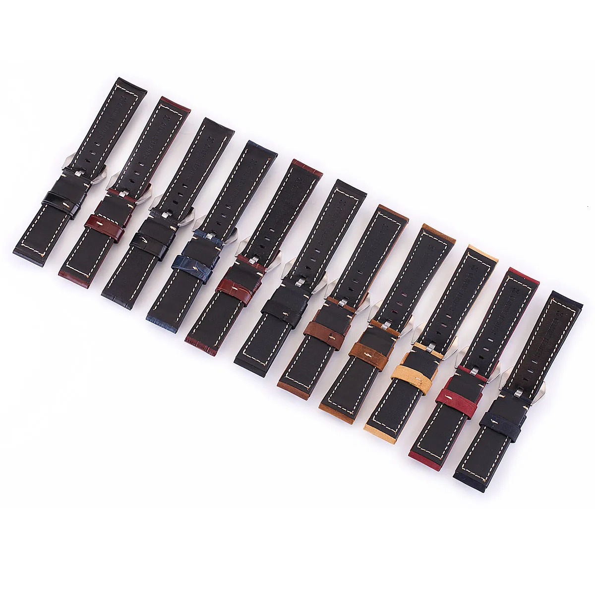 11Colors Glossy Matte Genuine Leather Watch Band 20mm 22mm 24mm 26mm Replacement Watch Strap Cowhide Leather Wristband 241225
