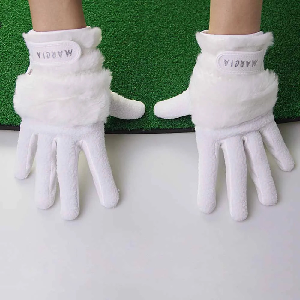 1Pair Fashion Women Winter Warm Gloves Faux Fur Suede Golf Gloves Thick Plus Velvet Anti-slip Female Driving Skiing Gloves 241226