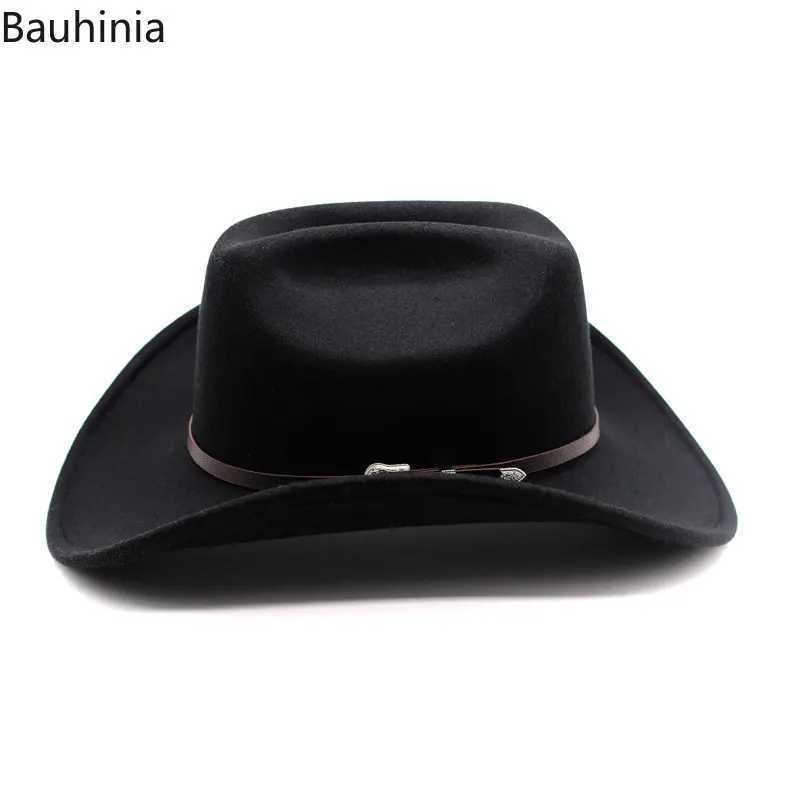 Bauhonia Retro Western Mens Cowboy Hat Wide Brim Gentleman Jazz Hat Cowboy Girl Cloche Church Cs Sombrero Hombre W241225