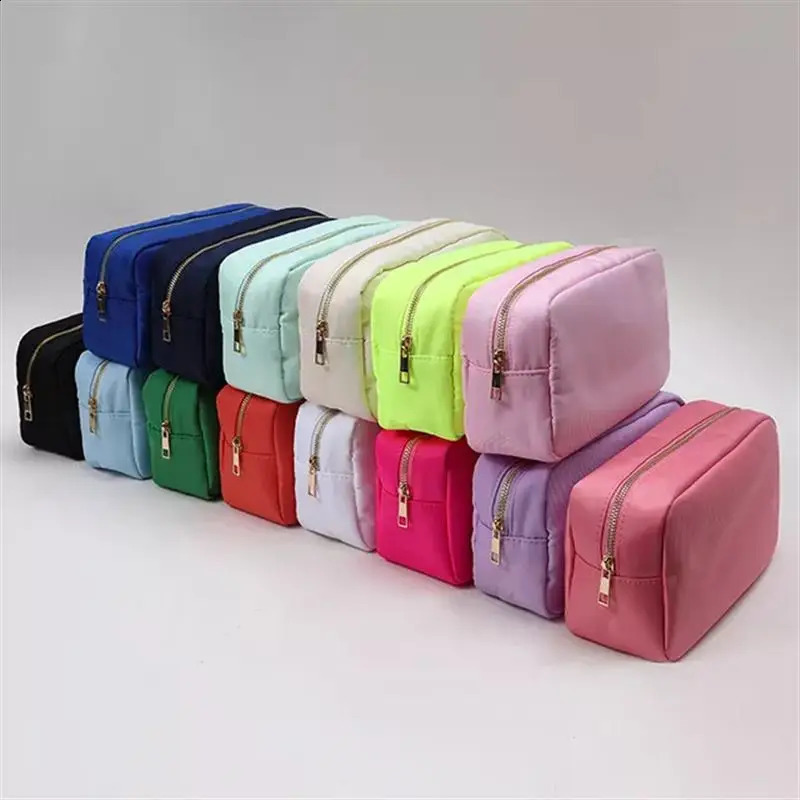 S /M/L/XL 17 Color Nylon Pouch Makeup Cosmetic Bag Zipper Toiletries Organizer Bag For Women Girls Travel Gift Makeup Pouch 241226
