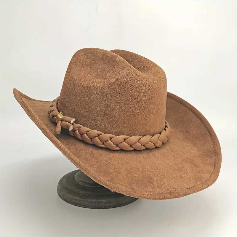 Handmade synthetic suede denim hat with woven strap perfect for outdoor activities and stylish appearance W241225