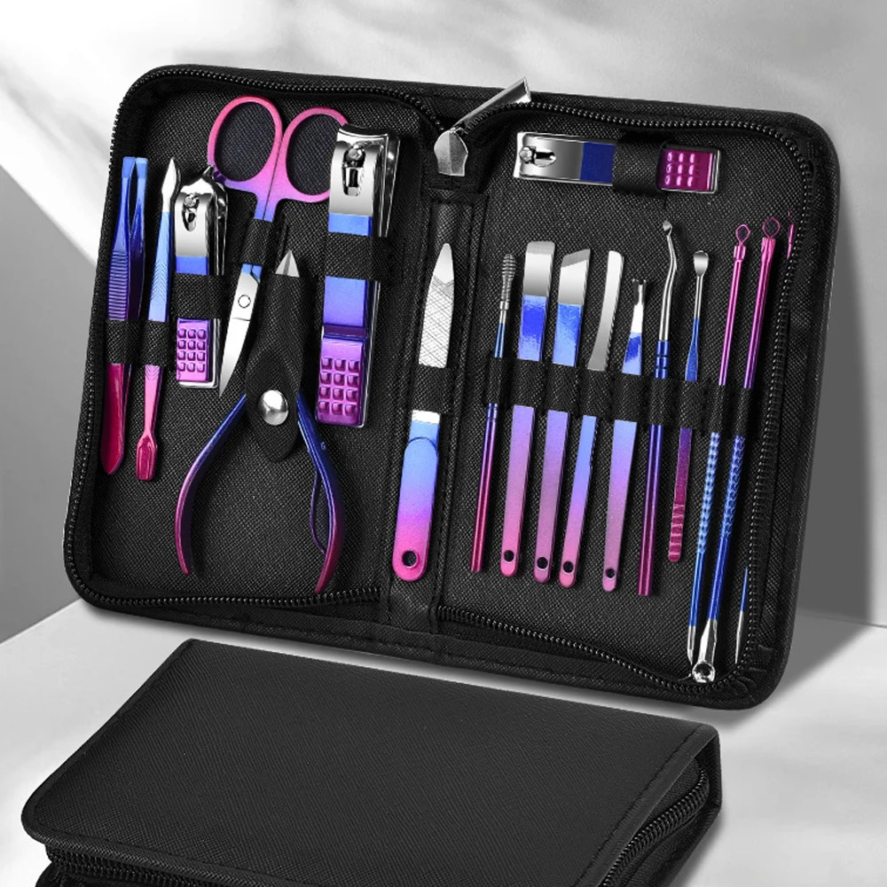 9/18pcs Colorful stainless steel nail clippers multi-functional manicure set eyebrow trimmer nail scissors beauty set 241225