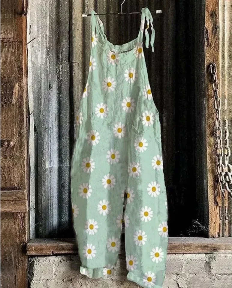 Selling Butterfly Pattern 3D Printed Womens Jumpsuit Suspender Pants Linen Thin Quick Drying Summer Sweat Absorption 241225
