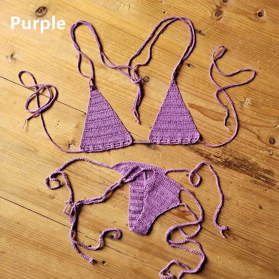 Sexy womens handmade crochet bikini set lace top swimsuit 2-piece/set womens swimsuitW241225