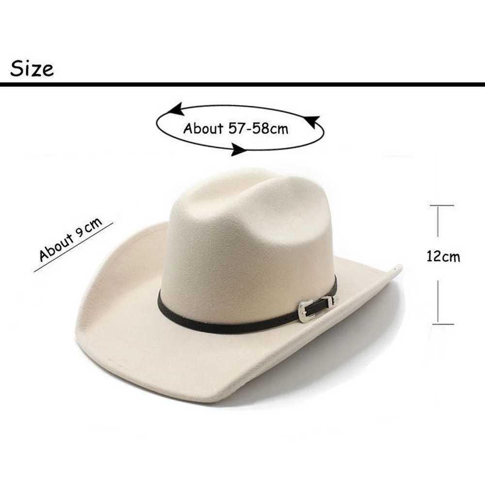 Seasonal Cowboy Hat for Men and Women Jazz Cs Wool 57-58cm Western Curve Brim Cowboy Girl Accries NZ0067 W241225