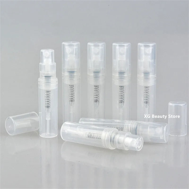 100/200/400pcs 2ML Portable Clear Plastic Spray Bottle Perfume Bottle Atomizer Mini Sample Test Tube Thin PET Vials Wholesale 241225