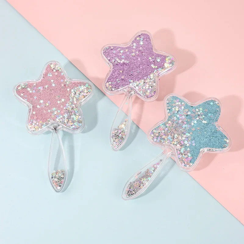 1 Piece Creative n Baby Brush for Toddler Girl Sweet Five-pointed Star Sequins Hair Comb Portable Kids Girl Hairbrush 241225