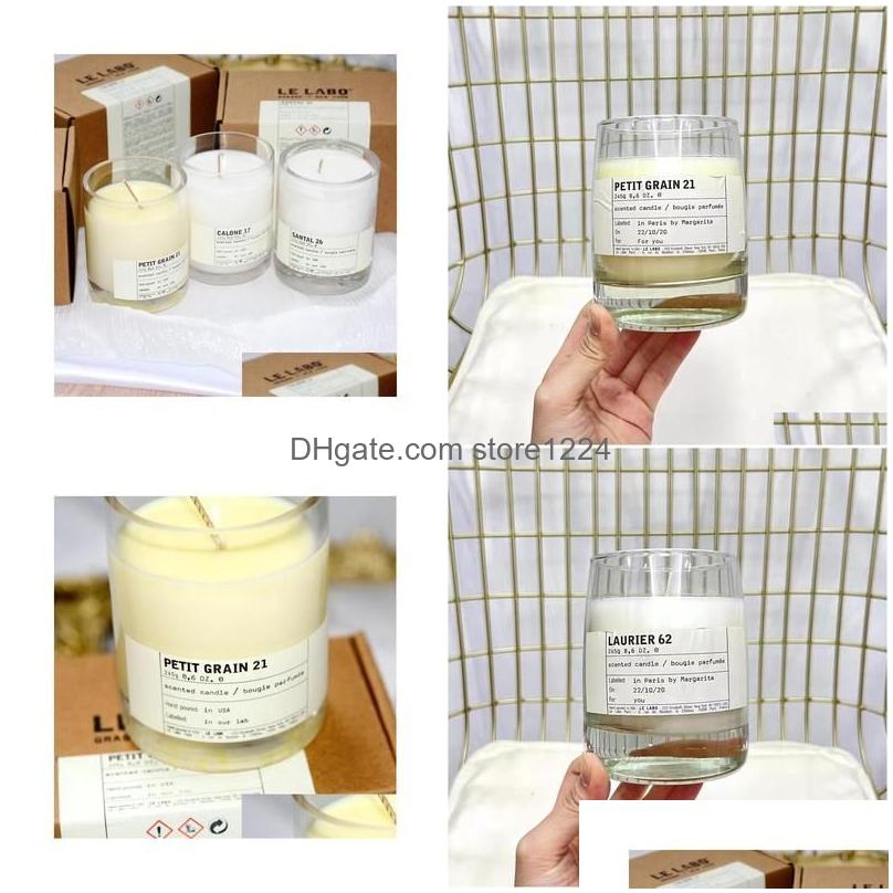 Candle 245G Santal 26 Cedre 11 Laurier 62 Petit Grain 21 Calone 17 Scented Candles Bougie Parfum Wax Grasse New York Long Last Drop D Ot4A2 w250411